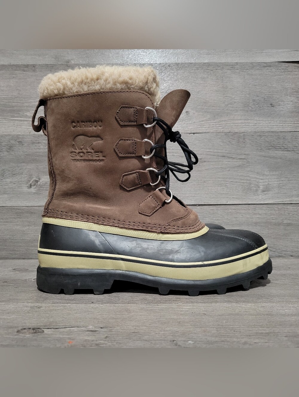 SOREL Caribou Men's Size 9.5 Brown Winter Boots Waterproof Leather